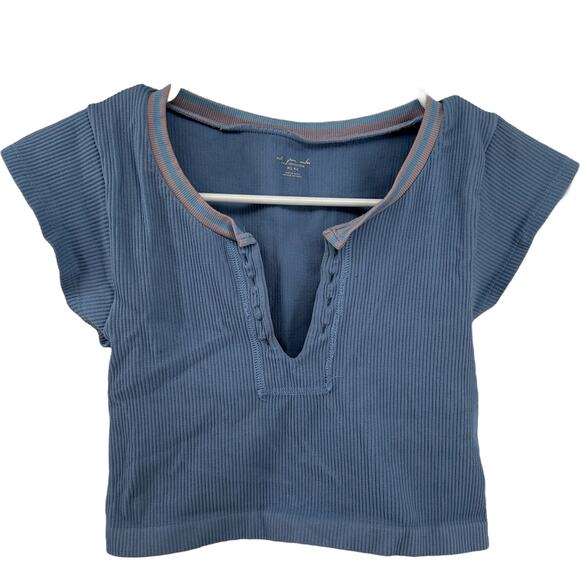 Urban Outfitters Out From Under Go For Gold Seamless Top Baby Tee Crop Blue M/L - Picture 2 of 4